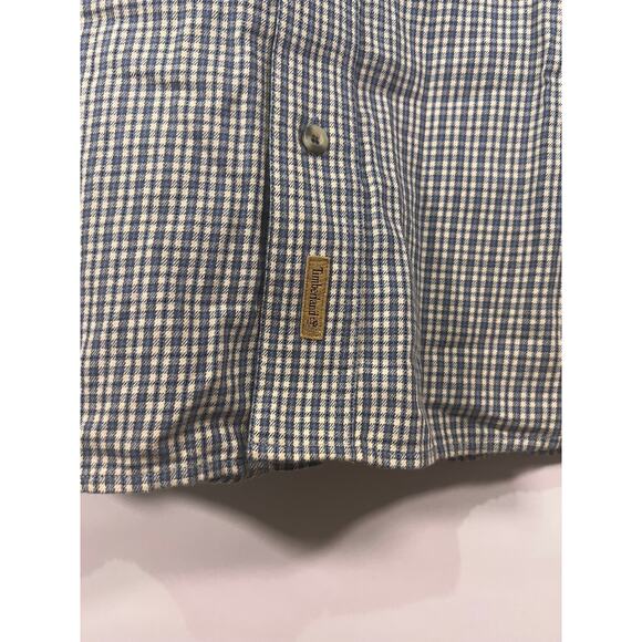 Timberland Men's Short Sleeved Button Down Blue White Plaid Shirt Size XL - Picture 3 of 6